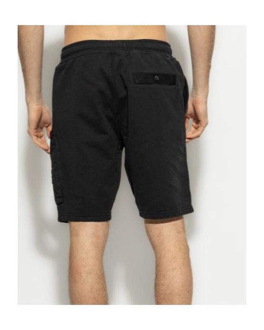 Stone Island Black Logo-Patch Drawstring Shorts for men