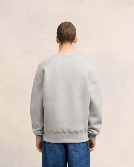 AMI Gray Ami De Coeur Long-Sleeved Crewneck Sweatshirt for men