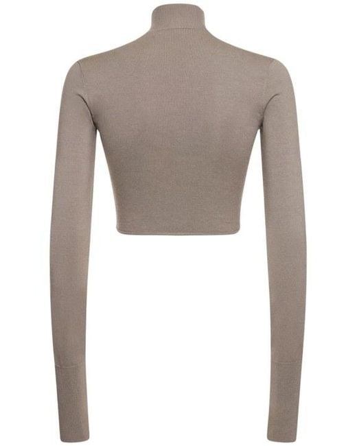 Dion Lee Gray Cutout Knit Turtleneck Cropped Top