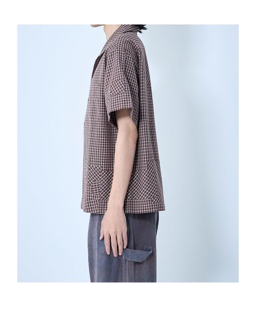 STORY mfg. Purple Check-Pattern Shirt for men