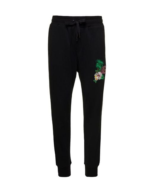 Dolce & Gabbana Black Embroidered-Detail Track Pant for men