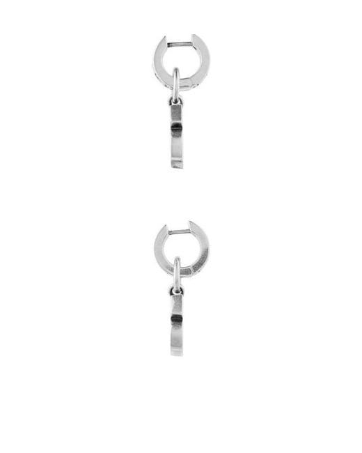 Balenciaga White Logo Engraved Earrings for men