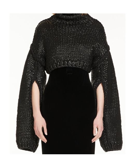 Sportmax Black High Neck Cut-Out Detailed Jumper