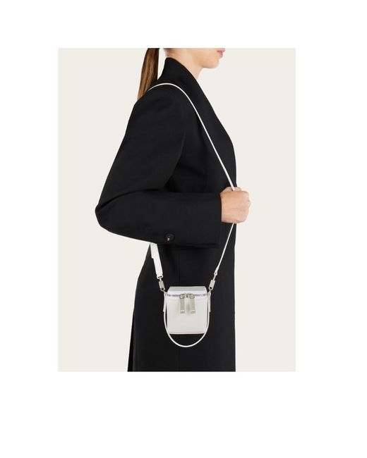 Ferragamo White Geometric Design Mini-Bag