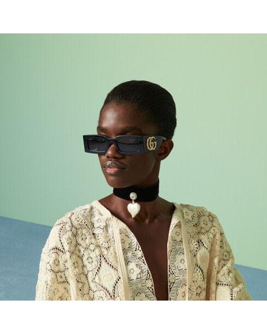 Gucci Multicolor Eyewear Gg Plaque Rectangle Frame Sunglasses