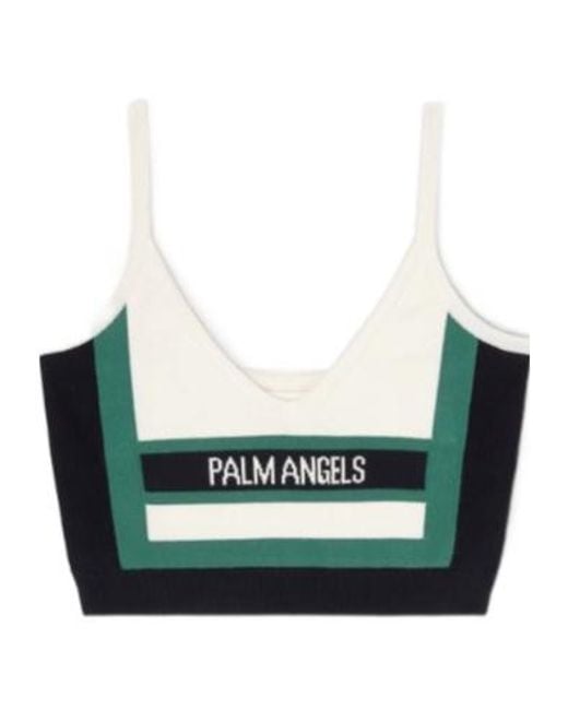 Palm Angels Green Cb Racing Jacquard Knitted Top