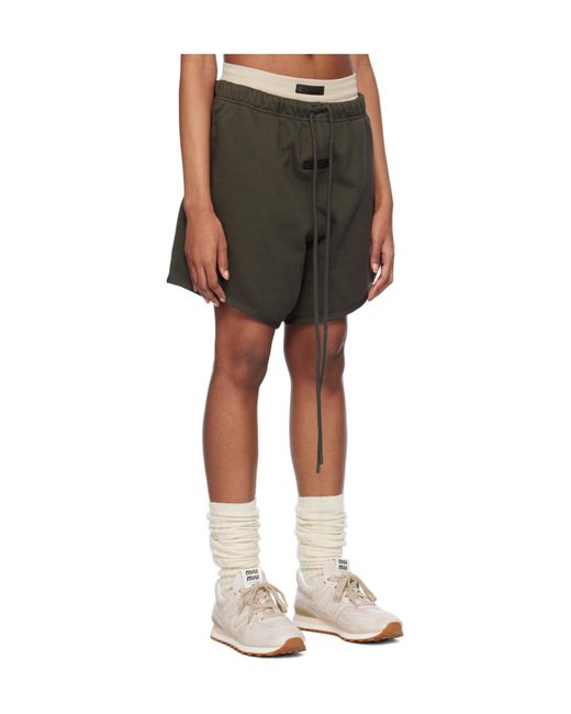 Fear Of God Green Logo-Patch Drawstring-Waist Track Shorts for men