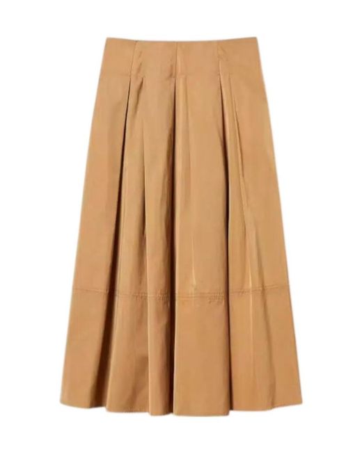 Twinset Natural Pleated Midi Skirt