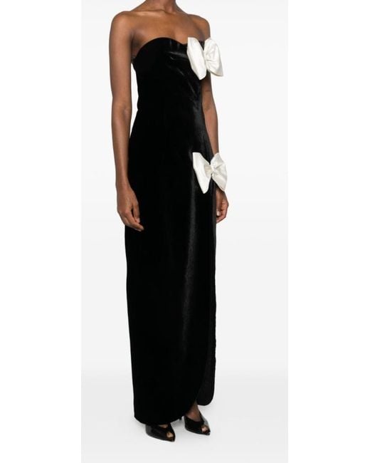Alessandra Rich Black Bow Detail Velvet Dress