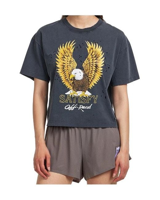 Satisfy Blue Mothtech Eagle Graphic T-Shirt
