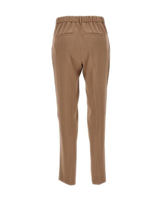 Alberto Biani Natural Pleated Cropped Trousers