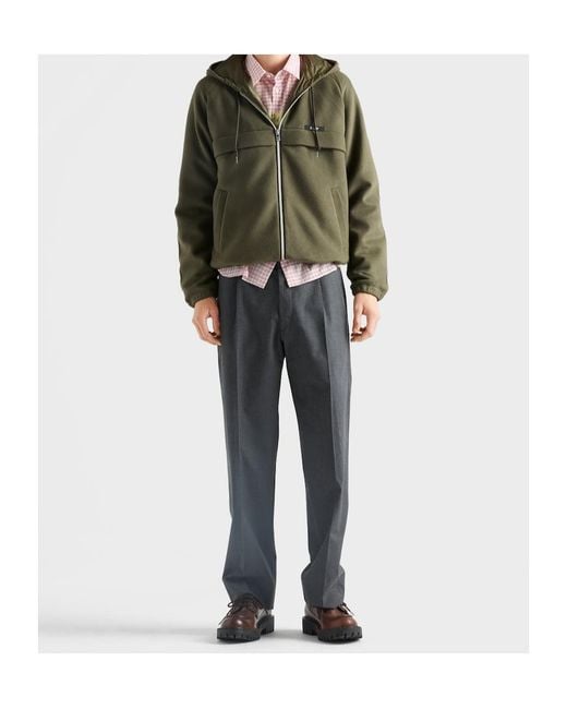 Prada Gray Pleated Tailored Trousers for men