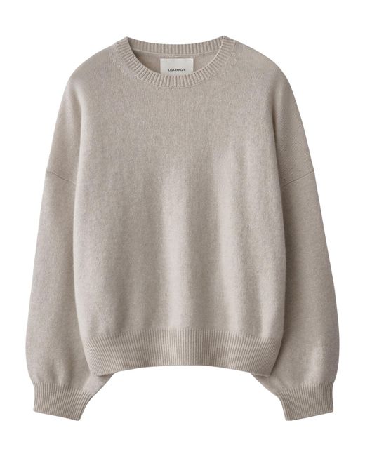 Lisa Yang Gray Cashmere Crew-Neck Sweater