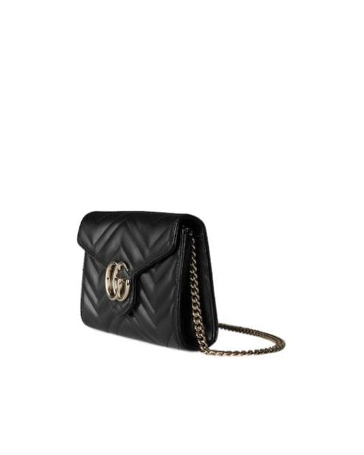 Gucci Black Logo Plaque Quilted Clutch Bag