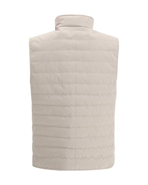 Brunello Cucinelli White Sleeveless Quilted Gilet for men