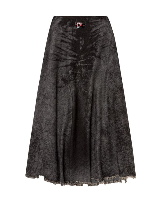 DIESEL Black Distressed Pleated Skirt