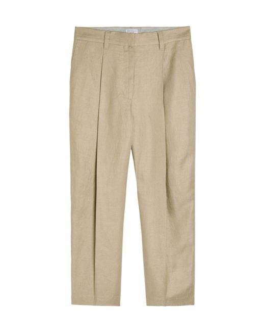 Brunello Cucinelli Natural Linen Trousers