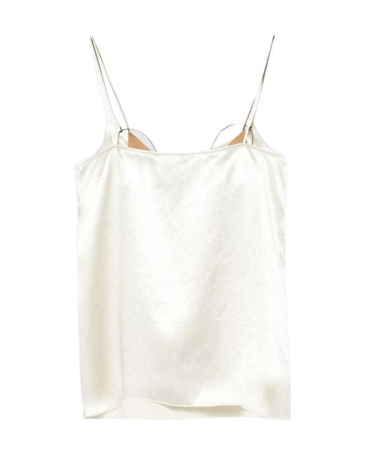 Alysi White Strappy Satin-Effect Top