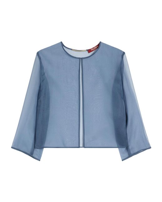 Max Mara Blue Silk Organza Cropped Jacket