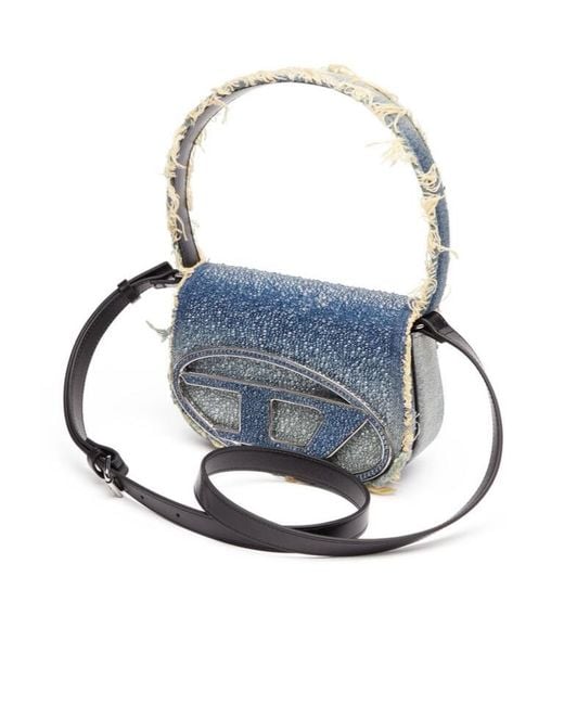 DIESEL Blue 1Dr Logo Plaque Denim Shoulder Bag