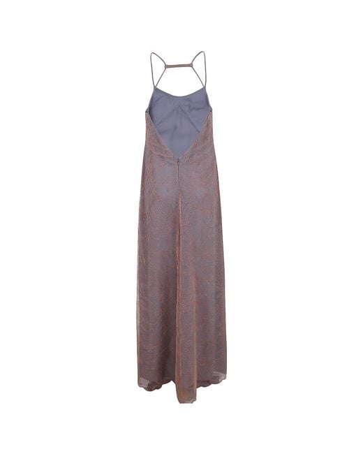 Emporio Armani Purple Embroidered Maxi Dress