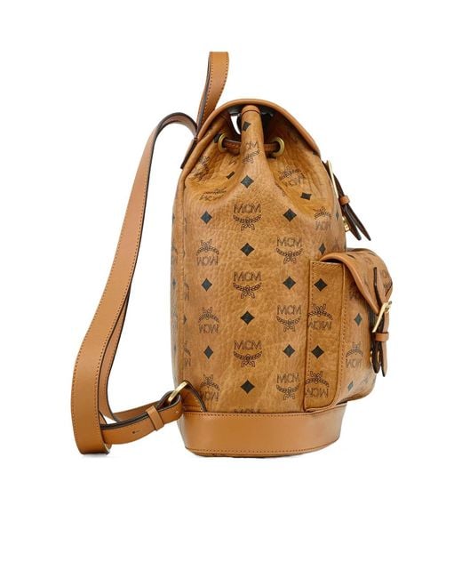 MCM Brown Aren Drawstring Small Backpack