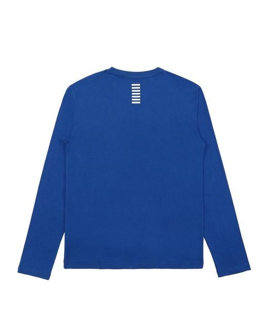 EA7 Blue Round Collar Logo T-Shirt for men