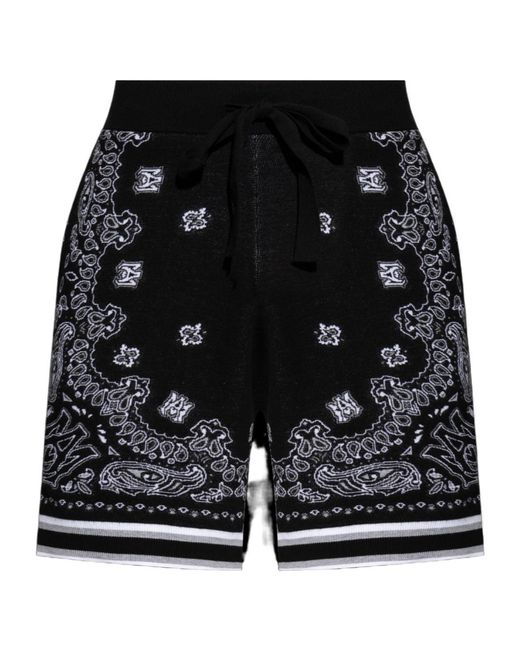 Amiri Black Bandana Cotton Shorts for men