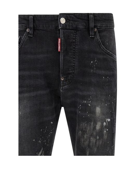 DSquared² Black Splatter Paint Jeans for men