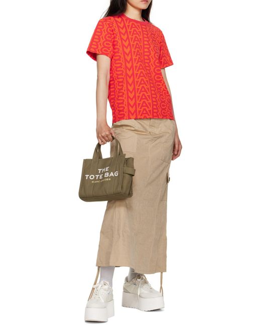 Marc Jacobs Green Logo Printed Zip-Up Small Tote Bag