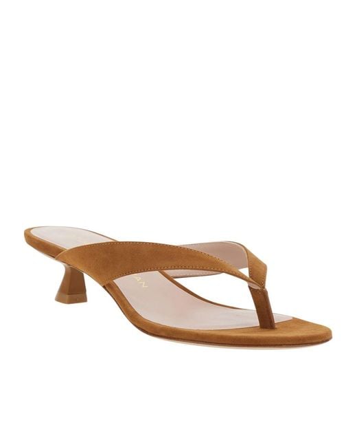 Stuart Weitzman Brown Open-Heel Sandals