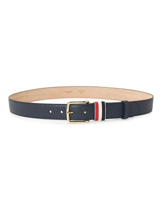 Thom Browne White Striped Buckle Belt for men