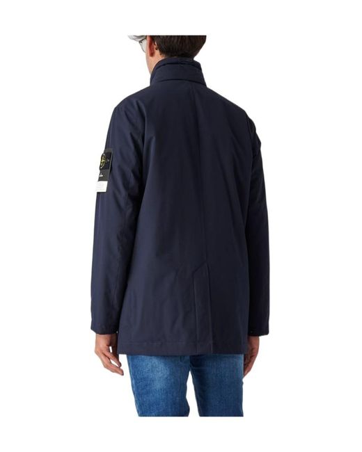 Stone Island Blue Logo-Patch Zip-Up Jacket for men