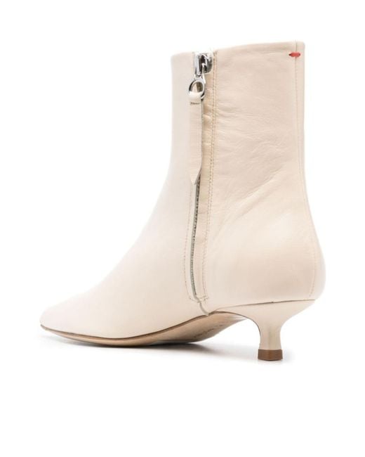 Aeyde Natural Side-Zip Leather Ankle Boots