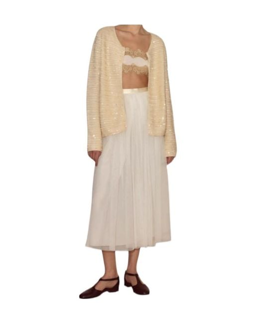 Bode Natural Sequined Wool Cardigan