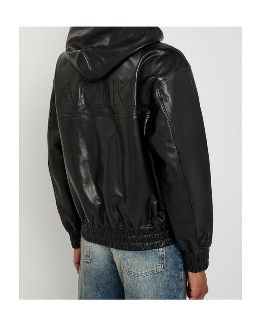 Amiri Black Leather Zip Jacket for men