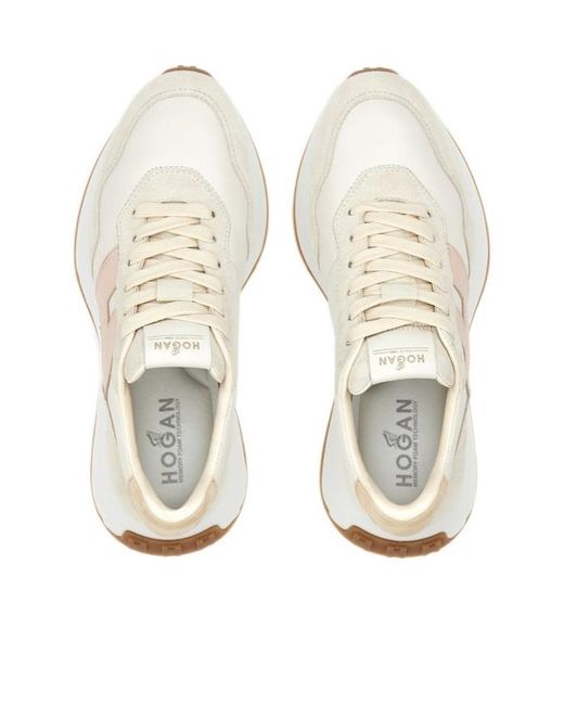 Hogan White Logo Patch Panelled Sneakers