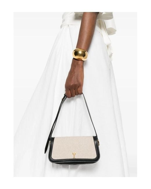 AMI White Ami Ami De Coeur Logo Detailed Shoulder Bag