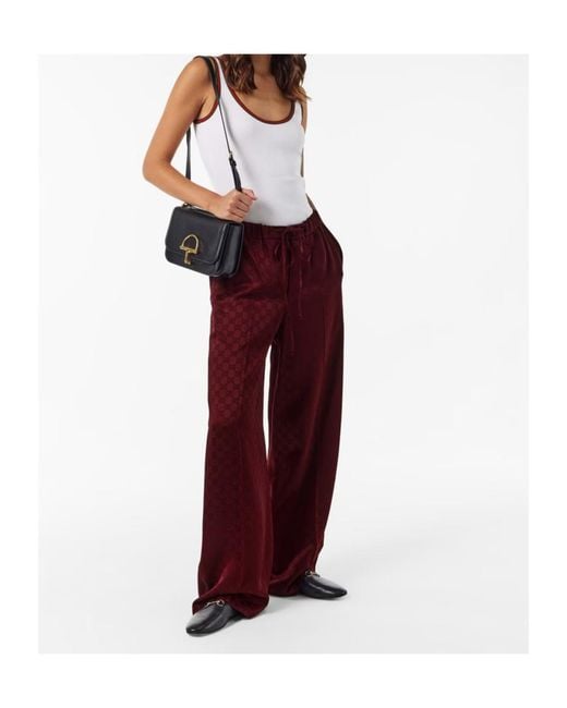 Gucci Red Logo Wide-Leg Track Pants