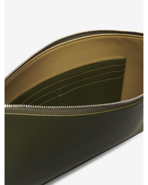 McQueen Green Large Sling Zipped Pouch for men