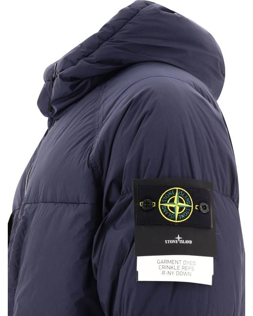 Stone Island Blue Zip-Up Puffer Jacket for men