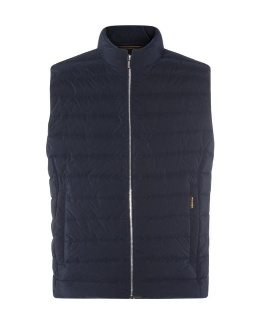 Moorer Blue Quilted Vest for men