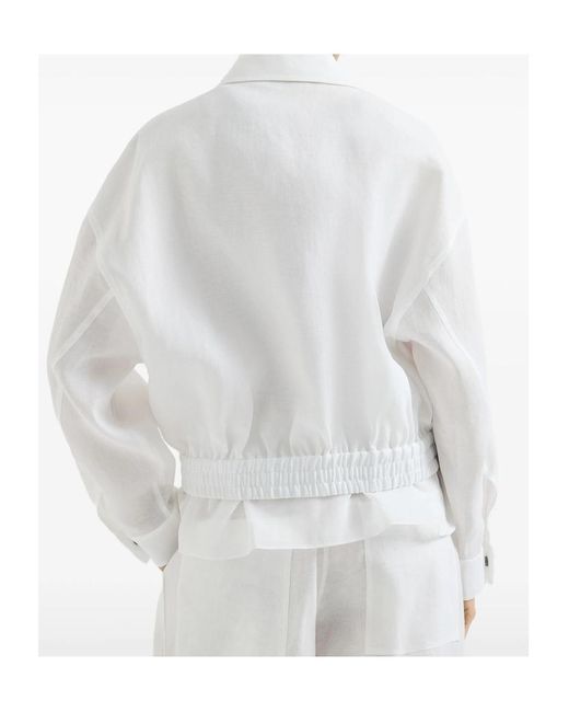 Brunello Cucinelli White Zip-Up Outerwear Jacket