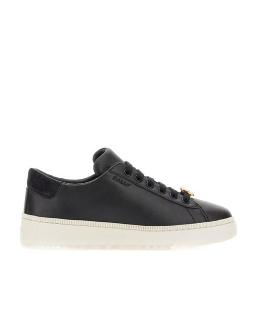 Bally Black Ryver Logo-Plaque Leather Sneakers