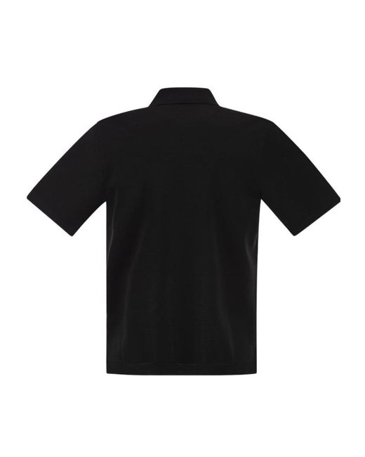 Herno Black Skipper Open-Neck Polo Shirt for men