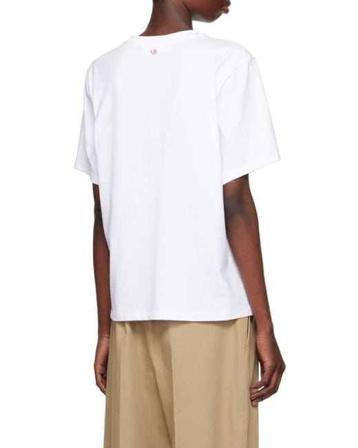 Victoria Beckham White Text Printed Crewneck T-Shirt