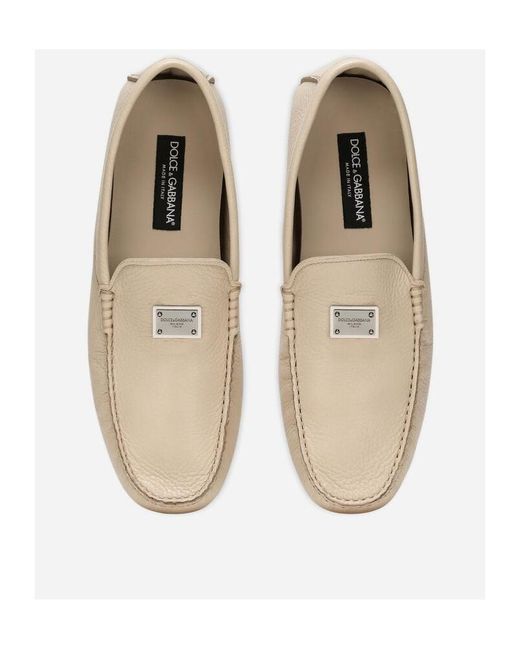 Dolce & Gabbana Natural Loafers With Logo for men