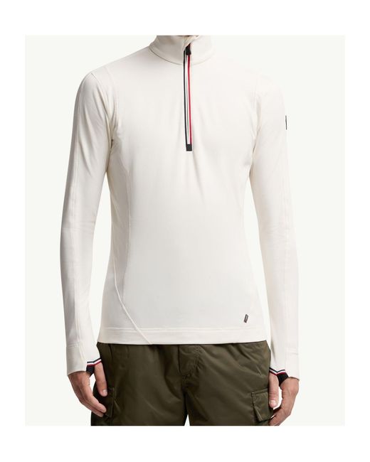 Moncler White Polartec Half-Zip Sweatshirt for men