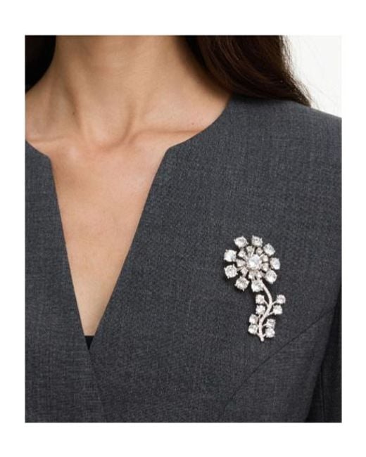 Self-Portrait White Crystal Flower Brooch