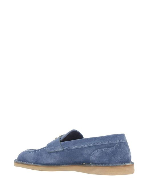 Dolce & Gabbana Blue Logo Plaque Mocassins
